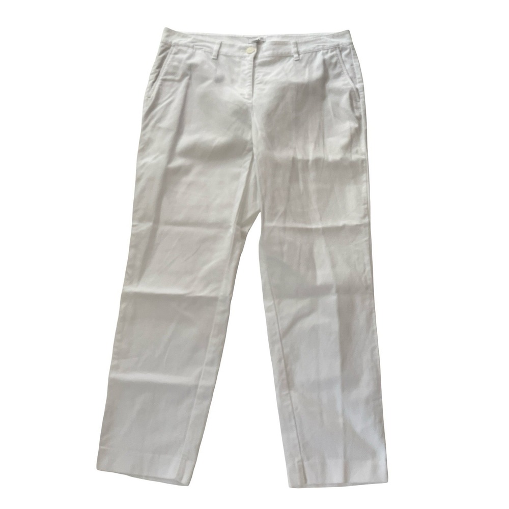 J. Jill Women's Size 10 White Dress Pants Slacks Skinny Textured 99% Cotton
